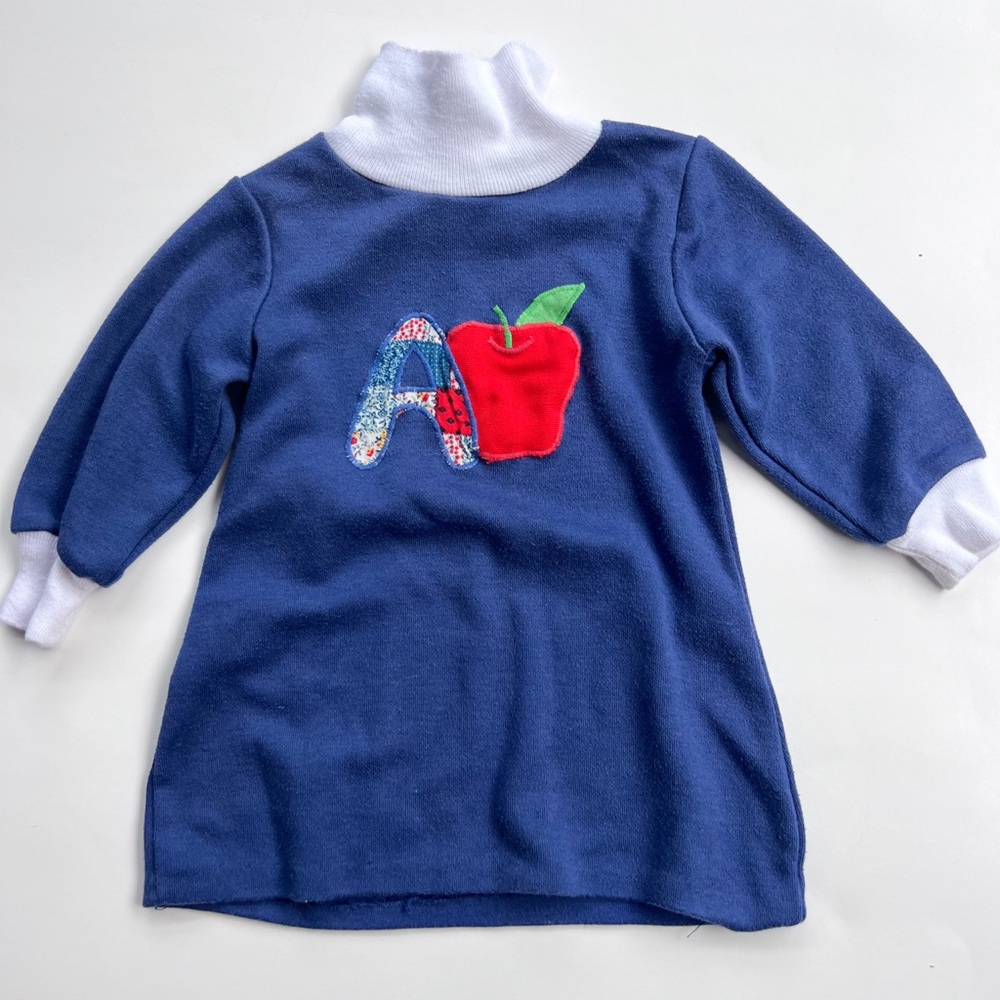 Vintage The Pond Blue and Red Apple Design Sweater